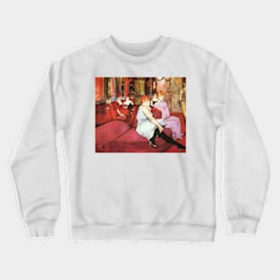 Henri de Toulouse Lautrec- In the Salon of Rue des Moulins Crewneck Sweatshirt